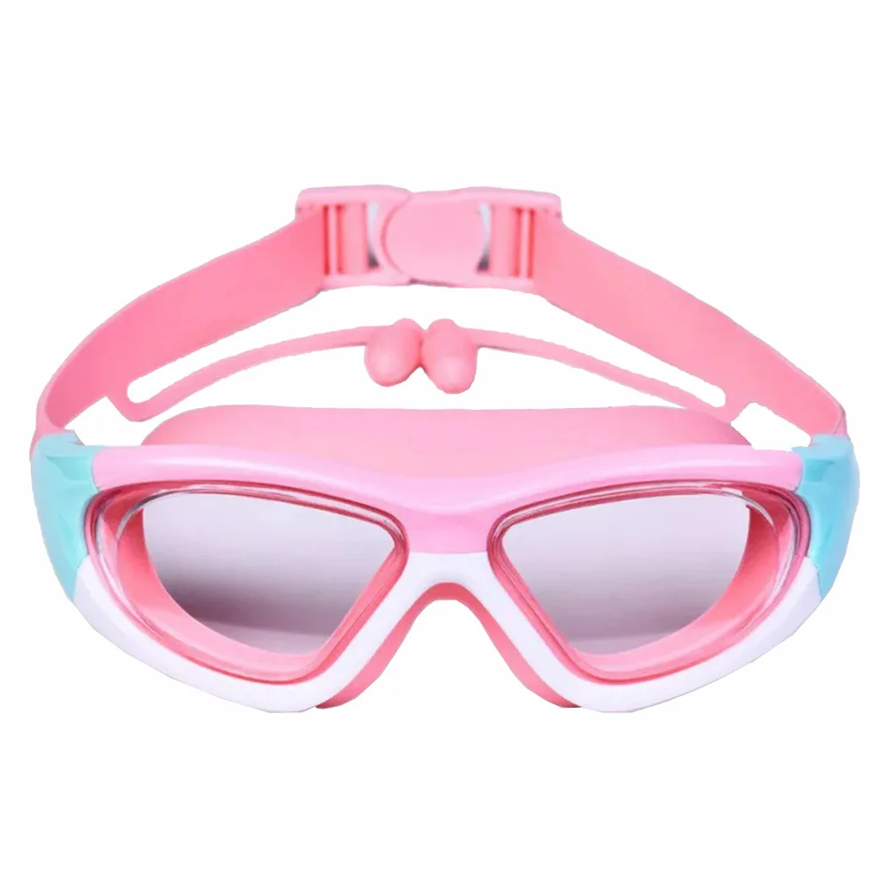 Children's High Definition Goggles Waterproof Anti Fog Large Frame Silicone Tape Earplugs Diving Swimming Large Frame Glasses swimming goggles