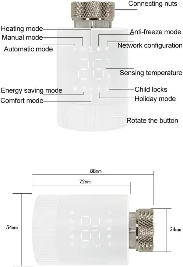Tuya Zigbee TRV Radiator Actuator Valve Thermostatic Radiator Valve Temperature