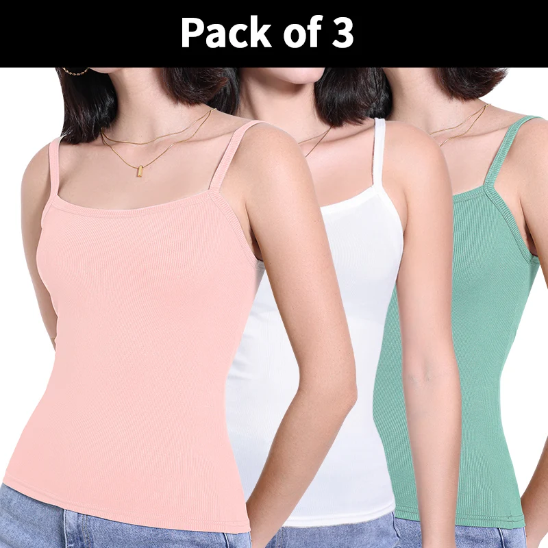 3/6piece Set Of Women's Multi-color Combination Fashionable Sexy Vest For Teenagers Comfortable Plus Size Four Season Base Shirt