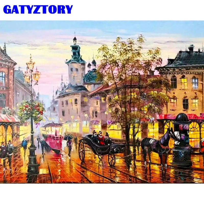 

GATYZTORY Paint By Number Street Scenery Drawing On Canvas Hand Painted Paintings Gift Diy Pictures By Numbers Kits Home Decor