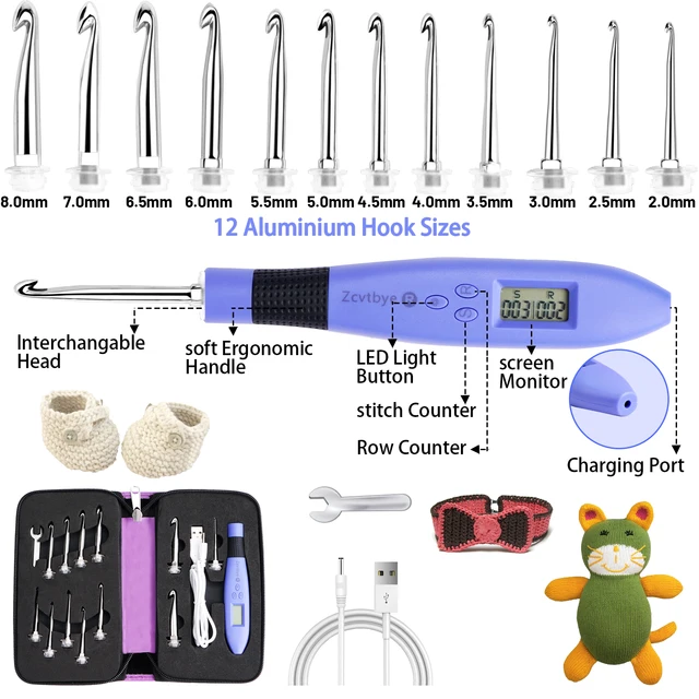 12pcs Lighted Crochet Hook Set with Counter 5