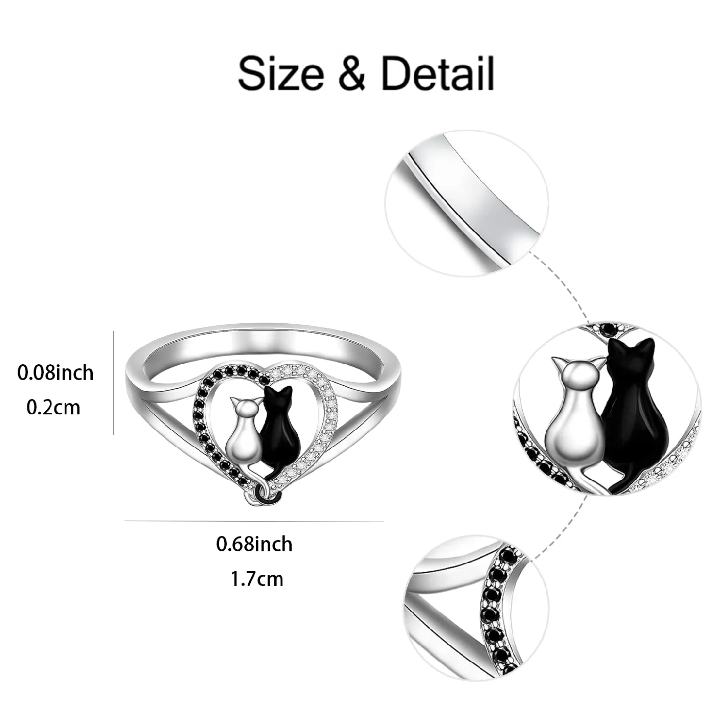 Heart-Shaped Cat Ring in Plated White K-Gift for Cat Lovers on Birthdays Anniversary Party Gifts, Jewelry, wedding rings signet ring round rings cross rings temperature rings silver ring womens ring fidget rings couple rings cubic zircon ring turkish rings finger rings jewelry rings ring jewelry anime rings moissanite ring survival ring