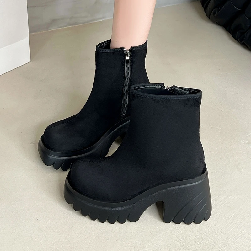 High Heels Women Ankle Boots Chunky Fashion Winter Shoes Dress New Luxury Pumps 2025 Casual Goth Chelsea Botas De Mujer Zapatos