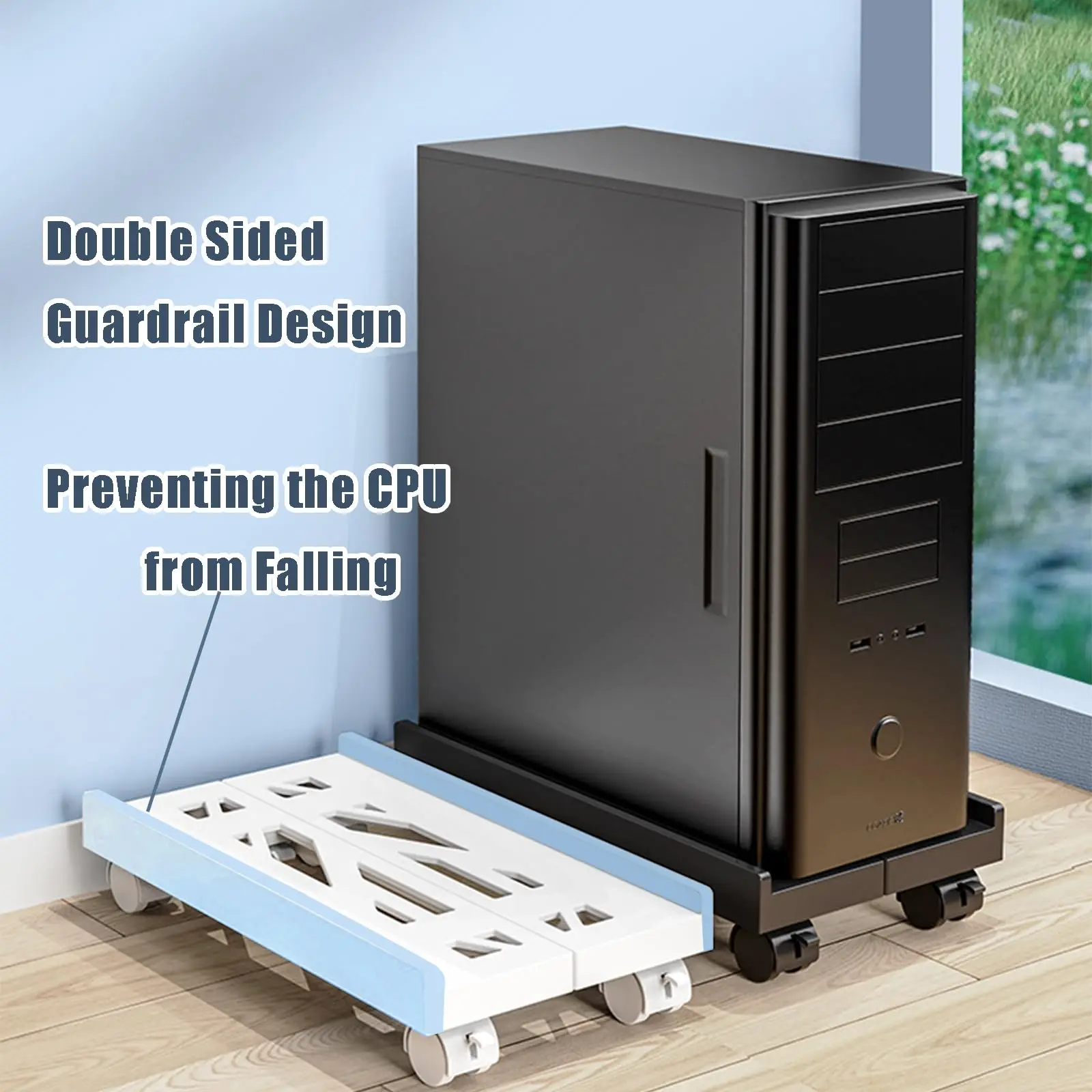 Adjustable Mobile CPU Stand Ventilated Computer Tower Stand PC Tower 4 Caster Wheels Fits Most PC Under Desk Holder computer tower stand