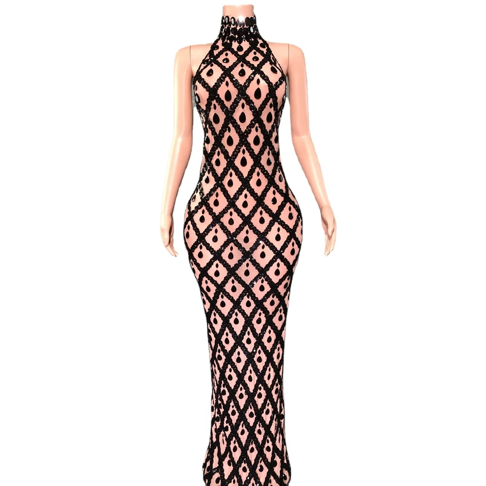 Sexy Evening Dress Sparkly Crystals Sequins Women Party Gown