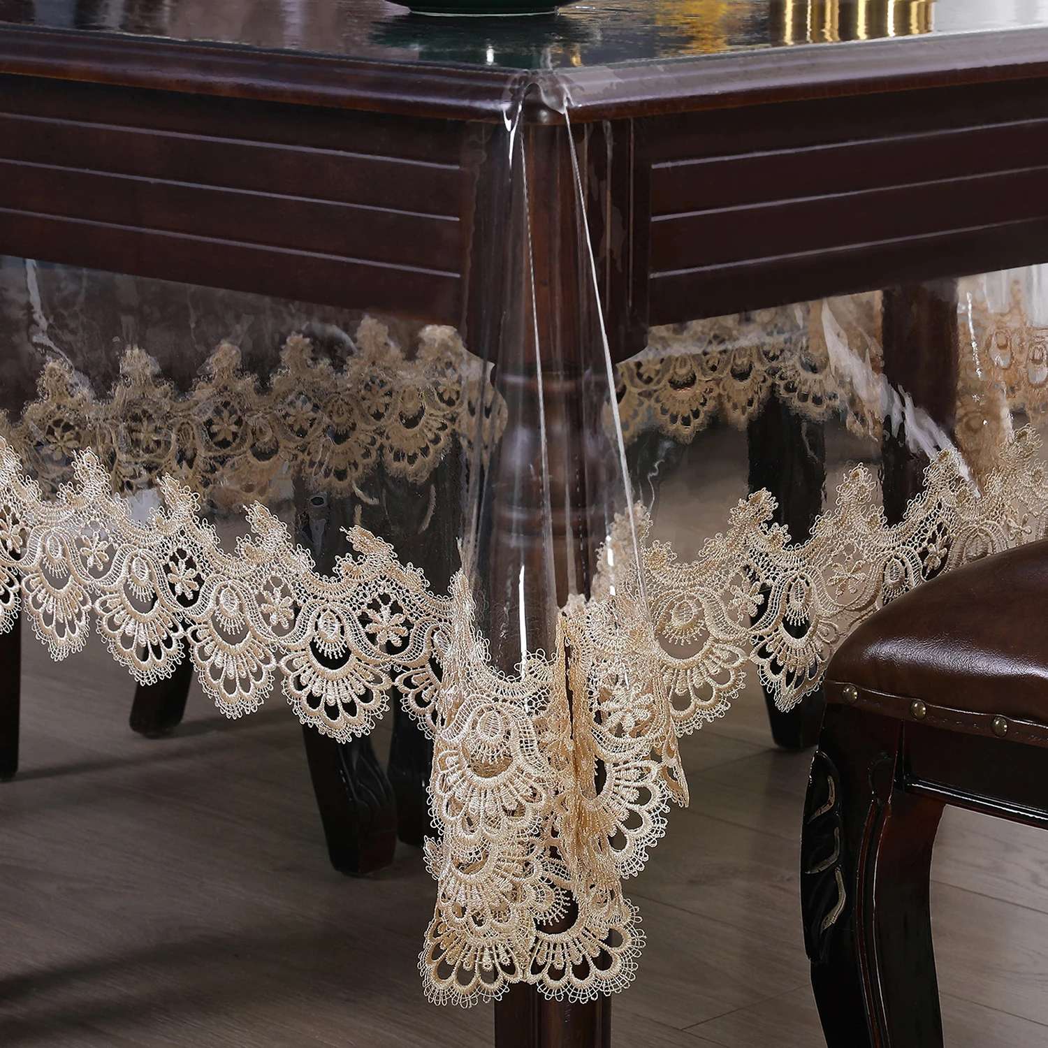 Description Picture 4 of itemBattilo Clear PVC Tablecloth Rectangle Table Cloth Oilproof Waterproof  Lace Table Cover for Dining Table Outdoor Party Decor