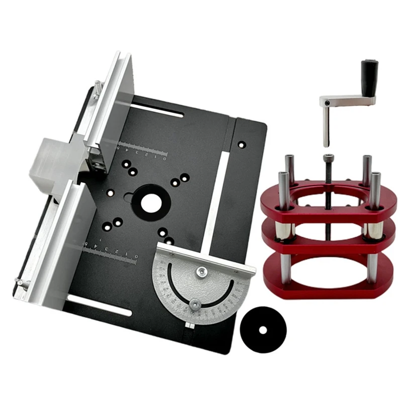 

Wood Router Lift W/ Aluminum Router Table Insert Plate For 65Mm Diameter Motors Engraving Tool Black