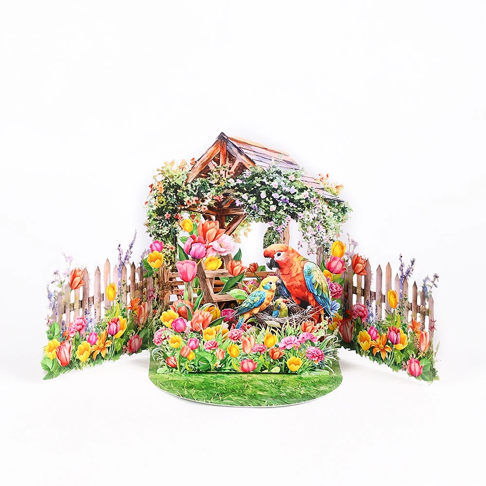 Pink Rose Garden Pop-Up Greeting Card – 3D Flower Birthday Anniversary Gift for Lover, ... - SKU PGC00852 - UGI Packaging