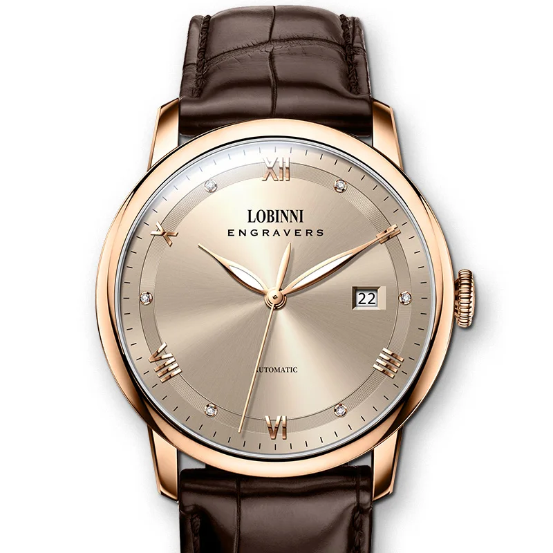 

Lobinni Men Automatic Watch 41mm Top Luxury Brand Mechanical Wristwatch 50m Waterproof Sapphire Luminous Butterfly Clasp Date
