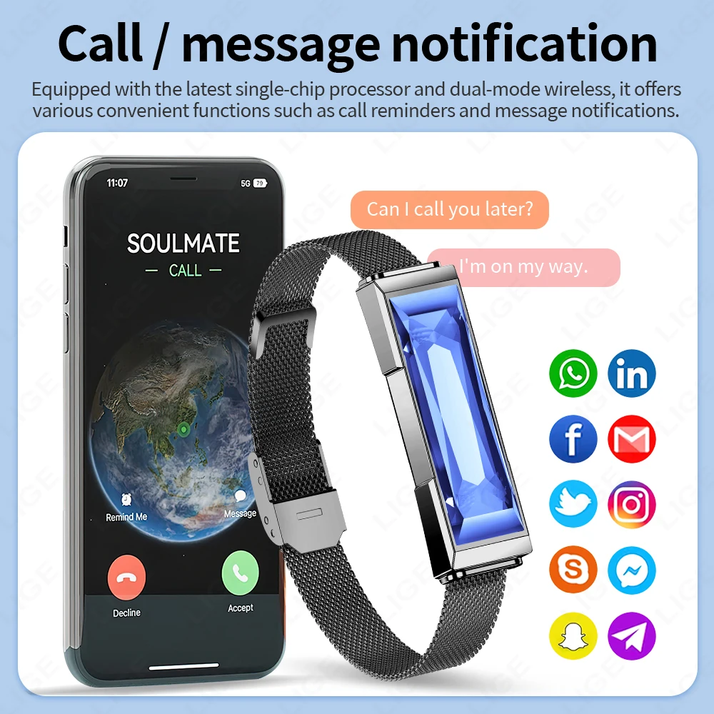 New Fashion Ladies Smart Health Wristband Fitness Tracker Sports Band for Men Sleep Heart Rate HRV Monitor Smart Bracelet Women