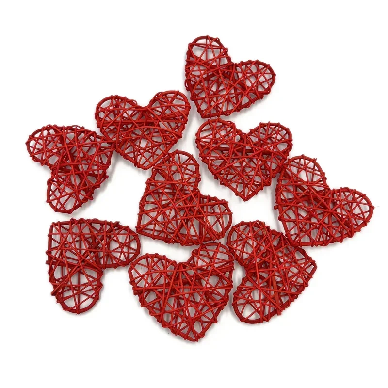 10pcs 5cm/6cm/7cm Rattan Wicker Hearts DIY Heart Wicker Natural Wicker Rattan Ball for Home Wedding Table Decoration images - 6