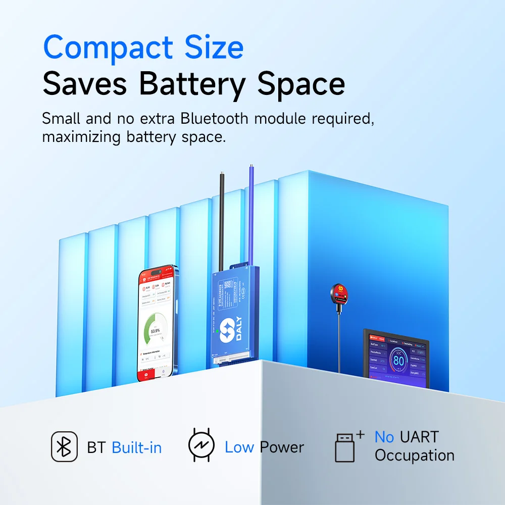 데일리 스마트 BMSWiFi 4S 12V 8S 24V 16S 48V 40A 100A 150A 200A 액티브 밸런스 과충전/방전 보호 기능 탑재, 태양광/EV용, 블루투스 지원