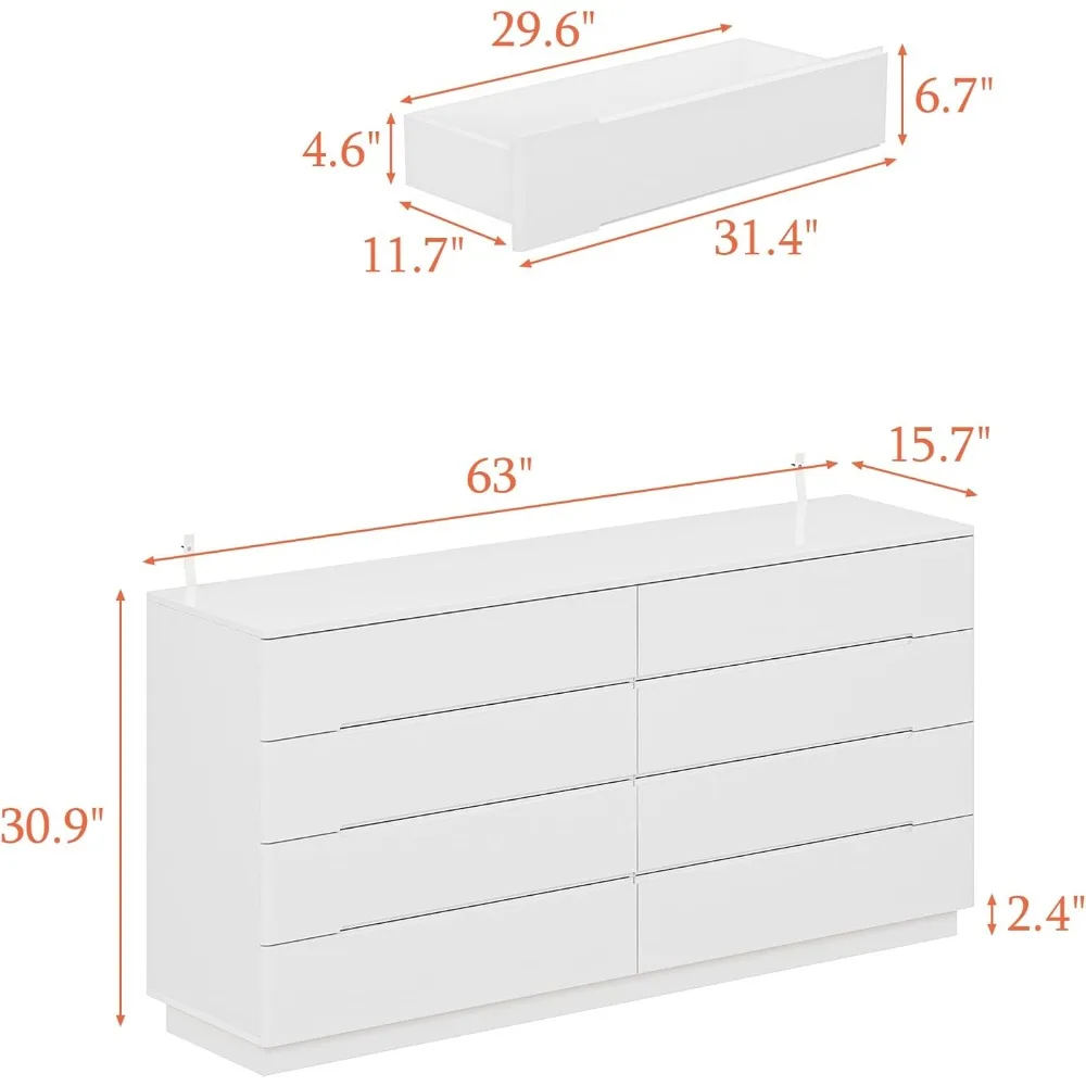 White LED 8-Drawer Dresser 2
