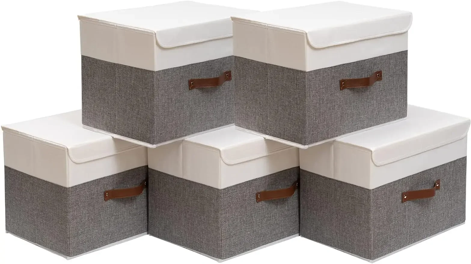 

Foldable storage box with lid, large linen foldable storage box organizer, closet organizer 17.7 x 11.8 x 11.8 inches, 5 packs