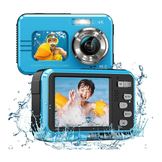 Caméra sous-marine étanche 4K pour enfants, n'aime numérique 16X, écrans  pour touristes, selfie, 48MP pour la plongée en apnée - AliExpress