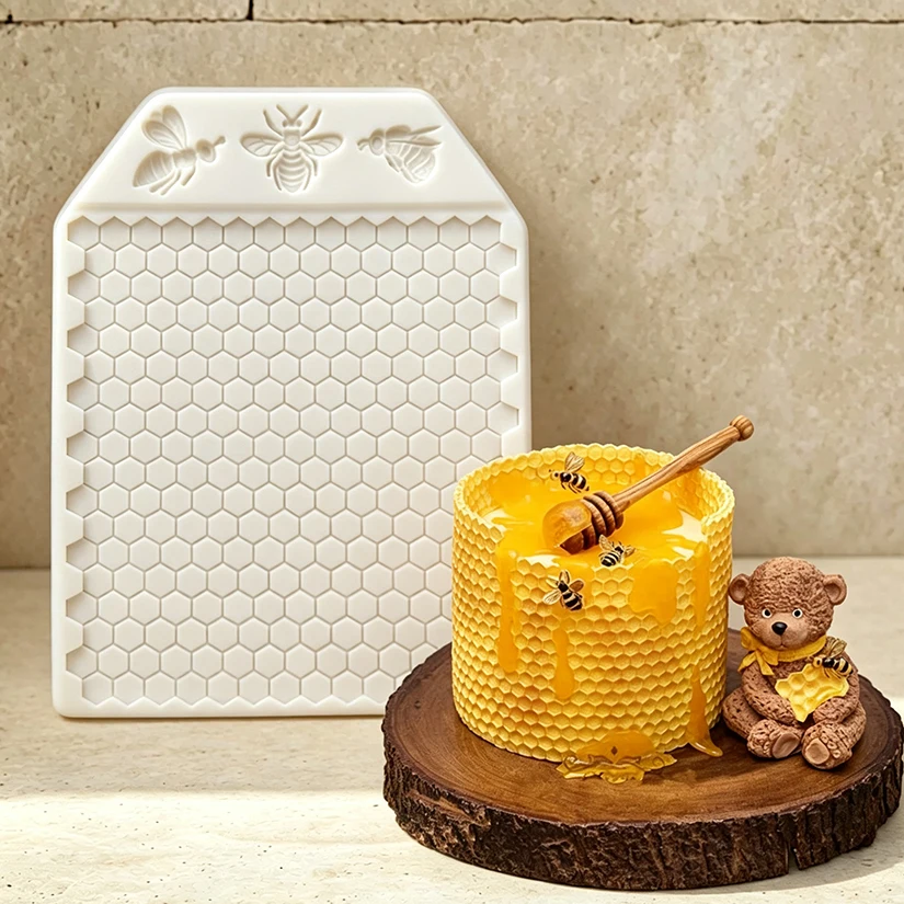 Wabenförmige Bienen-Silikonform für Zuckerguss, Schokolade, Cupcakes, Backen und Fondant-Kuchendekoration