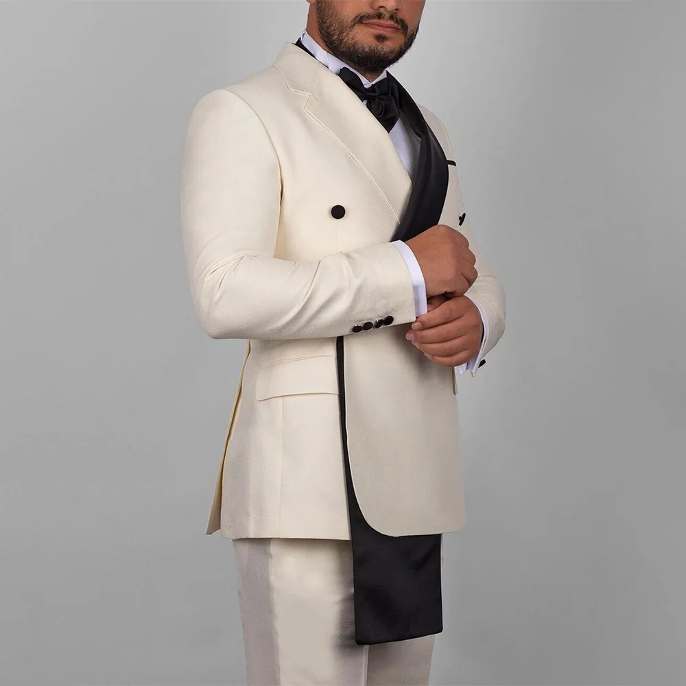 Men Suits Slim Fit Fashion Notch and Shawl Lapel Blazer Set Chic Business Formal Party Office Wedding Tuxedo 2 Piece