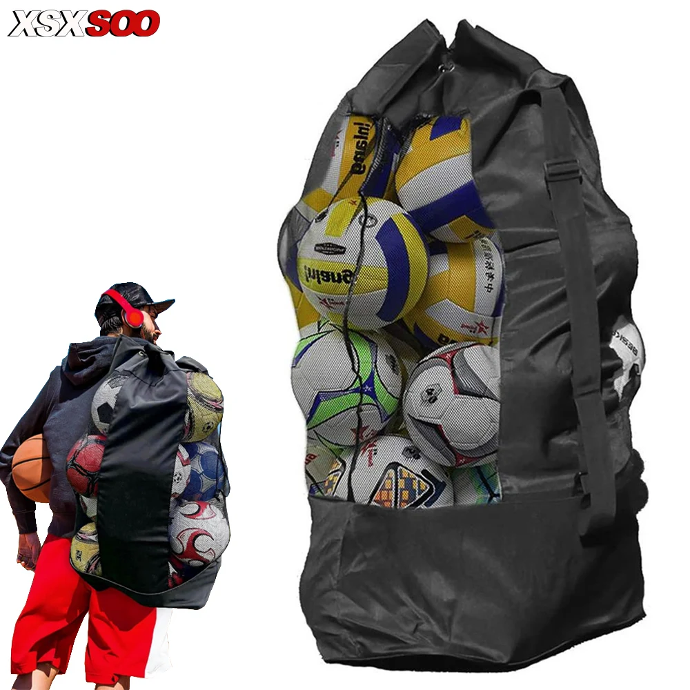 1PCS Sports Ball Bag Mesh,Adjustable Shoulder Strap,Team Work Ball Bags for Soccer, Football,Basketball,Volleyball,Swimming Gear