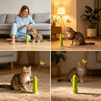Interactive Cat Toy 2 Mode Rechargeable Self-Play Detachable Rod With Suction Cup Cat Enrichment Toys For Home Furniture Couch 2
