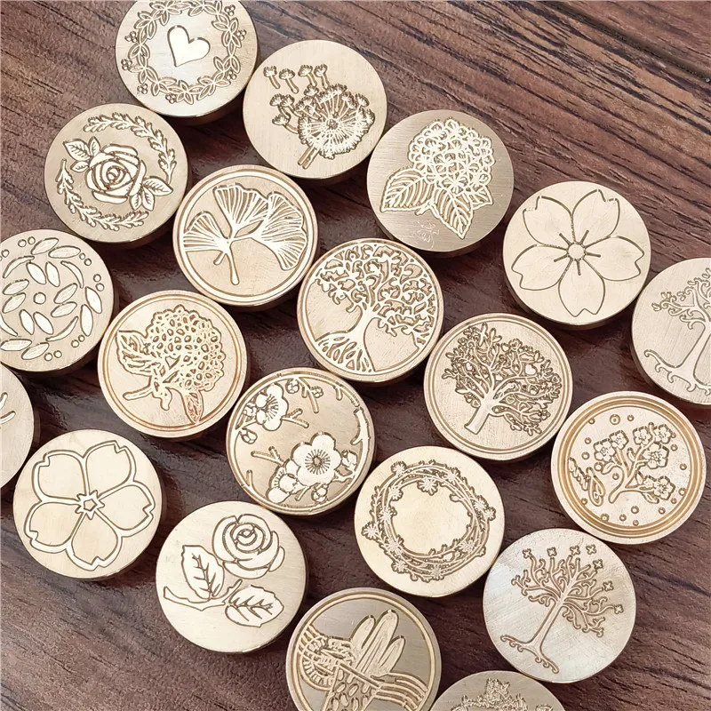 Wax Seal Stamp Head Flower Stamps Wax Seal Stamp Plant Leaves Garland Life Tree Copper Head Wax Seal Stamp