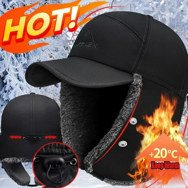 Thicken Winter Warm Hat Men Faux Fur Bomber Hat Ear Flap Cap Women Soft  Thermal Bonnets Hats for Outdoor Fishing Skiing Cap Hats