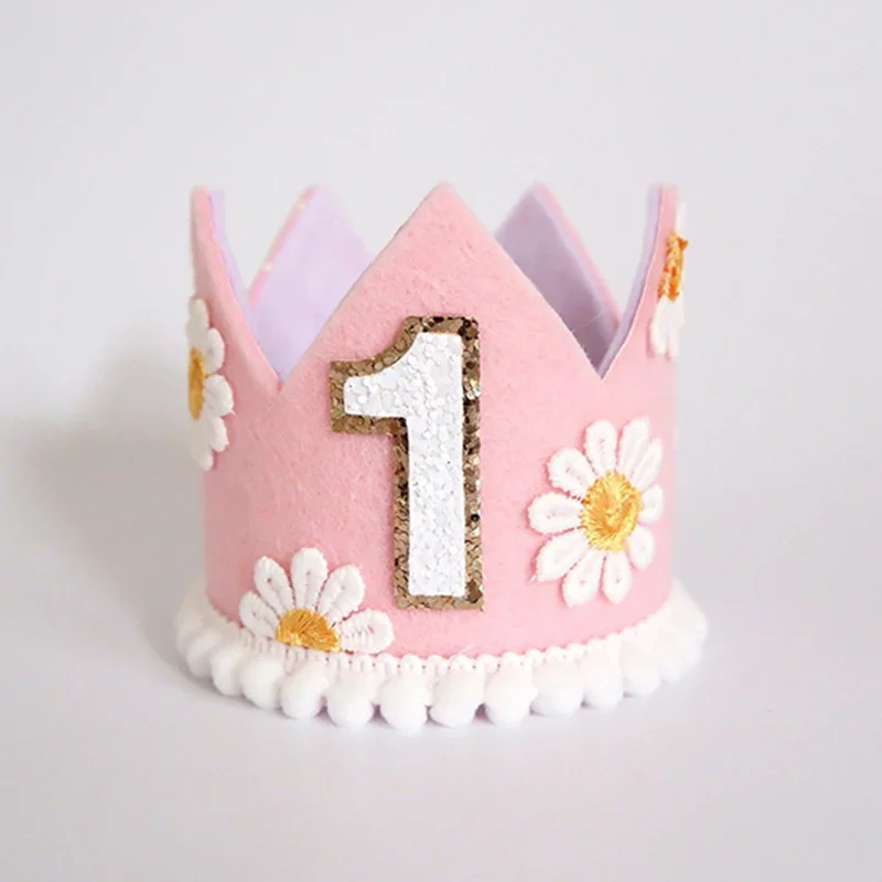 Daisy Pattern Crown Hat Princess Baby 1st Birthday Photography Props Shower Decorative Party Product 1pc
