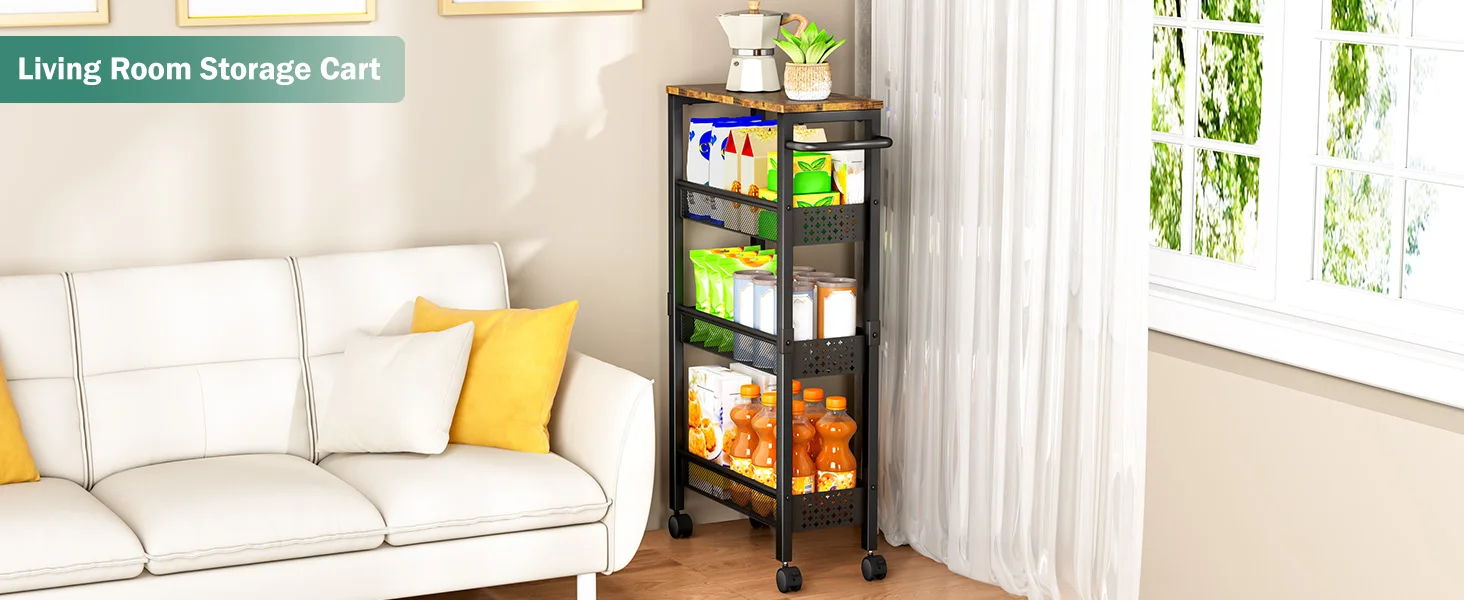 4 tier rolling cart