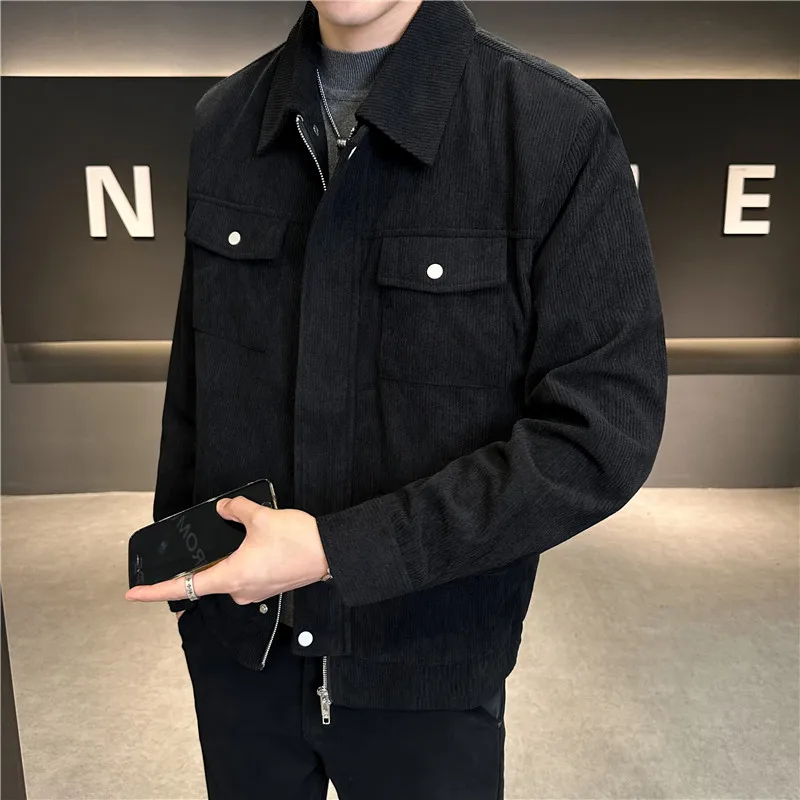 Autumn Winter Corduroy Jacket for Men Thickened Warm Casual