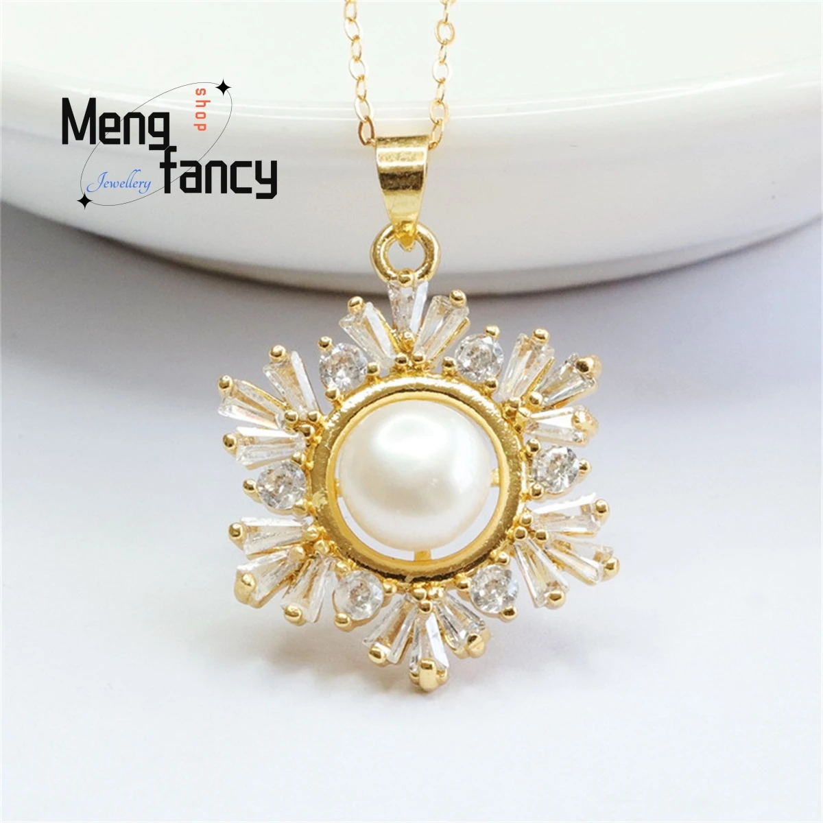 

Natural Freshwater Pearl Snowflake Style Near Round Bead Necklace Simple Personalized Fashion Versatile Exquisite Luxury Jewelry