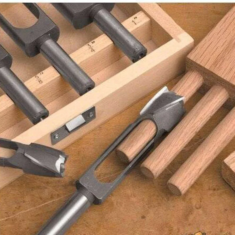 Woodworking Drill Tool Set Straight And Round Wood Plug Hole Cutter Plug Cutting Drill Take Steel Knife Log Tenon Cork Woodworking Drilling Tools