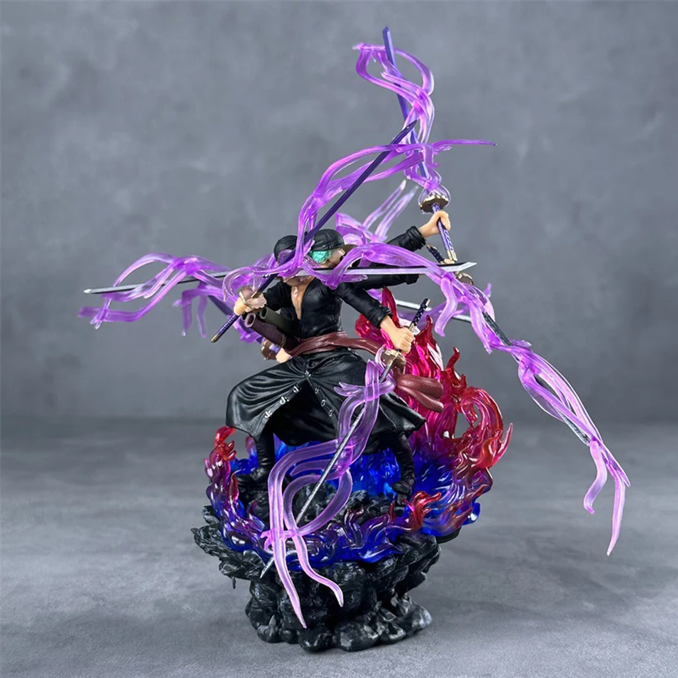 24cm One Piece Roronoa Zoro Anime Figure Gk Three Heads And
