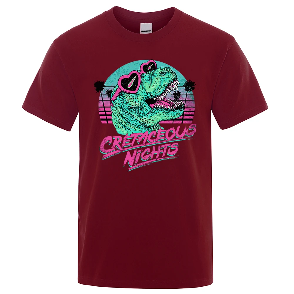 Crétacé nuits lunettes de soleil dinosaure Cool hommes t-shirts en vrac été t-shirt rue t-shirt vêtements coton de haute qualité_voghion.com