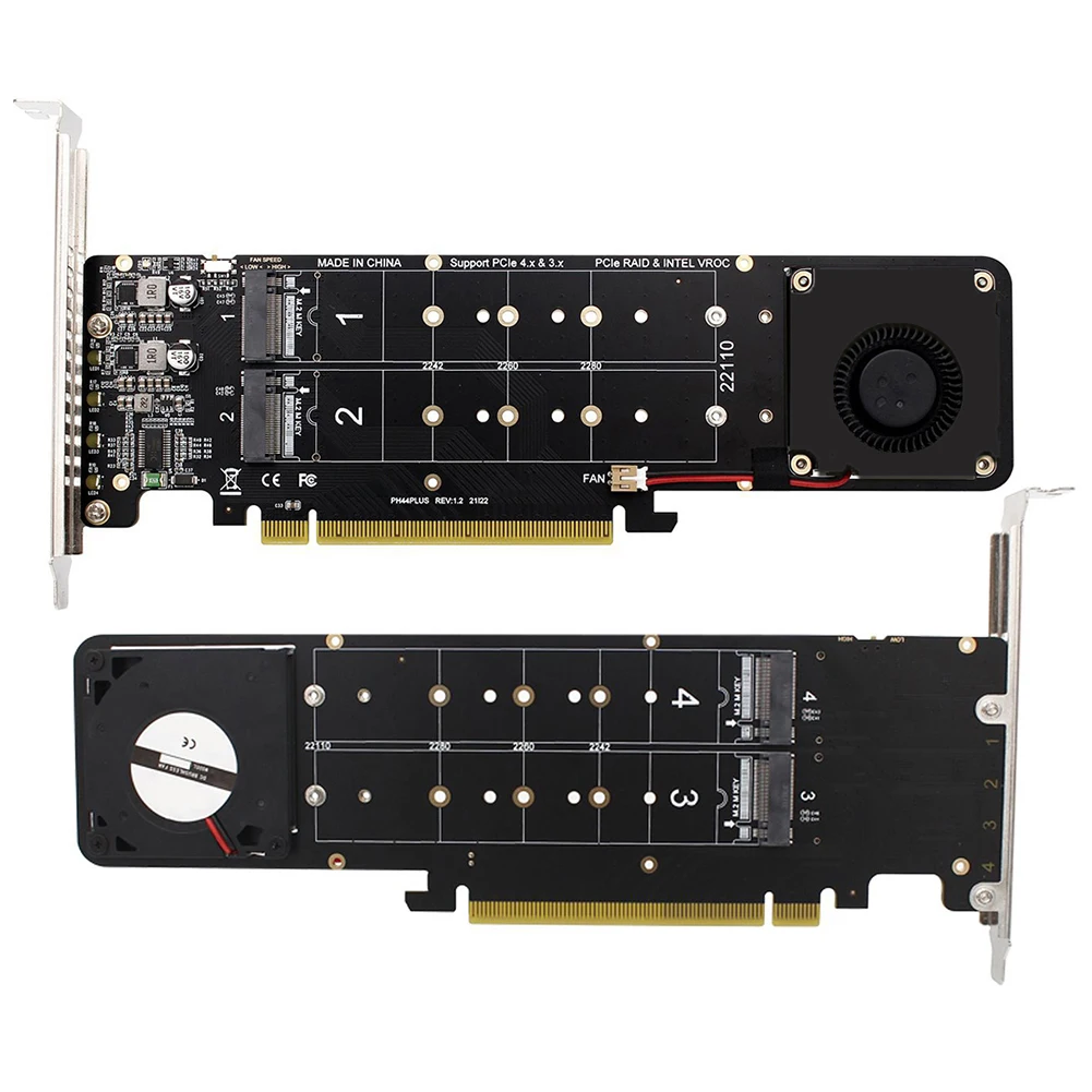 

PCIeX16-M.2 NVMe SSD адаптер карты 4x32 Гбит/с 4 NVME M2 NVME Расширенная карта адаптер плата поддержка SSD 2280/2260/2242/2230