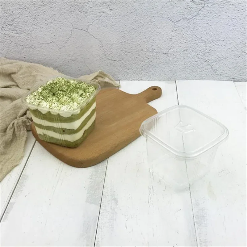 50 Sets Clear PET Cupcake Boxes 400ml / 300ml Disposable Dessert Containers Square Plas... - SKU CPCB1546 - UGI Packaging