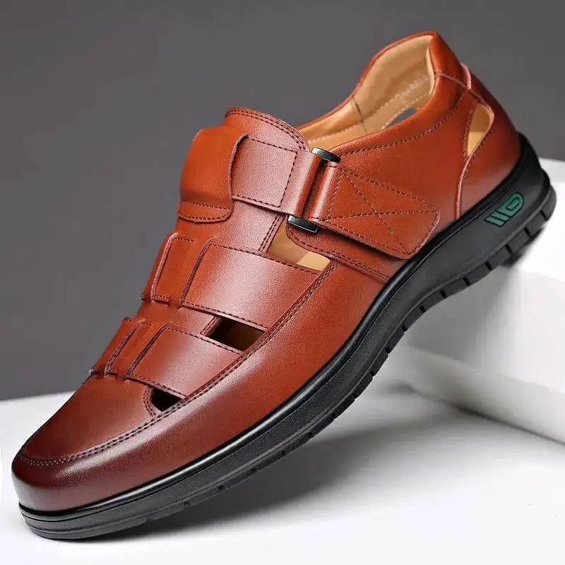 Men's Leather Anti Slip Shoes Business Casual Summer Sandals