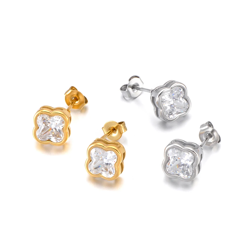 JeeMango Zarte Bling-Ohrringe mit kubischem Zirkonia, Blumen-Ohrringe, Valentinstagsgeschenk, hochwertiger Edelstahl, Alltagsschmuck E26071 – Detail 3