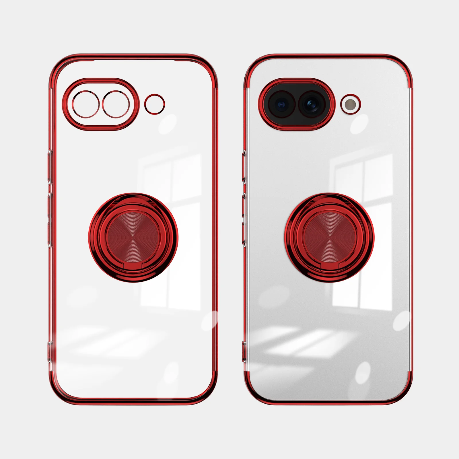 Electroplated Transparent Magnetic Ring Stand Shockproof Case Cover