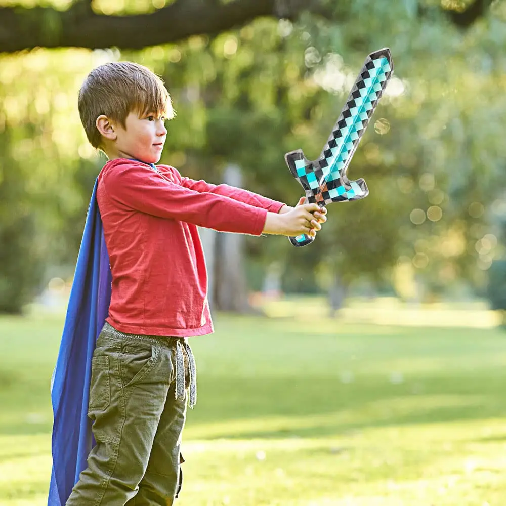 Inflatable Weapon Pixel Diamond Sword for Party Birthday Swimming Pool Cosplay Halloween Costume Accessories Kid Party cosplay sword cosplay prop cosplay toy