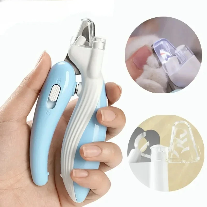 Cortaúñas profesionales con luz Led, tijeras de aseo para perros, gatos, animales pequeños, recortador de uñas con pata, suministro para mascotas_voghion.com