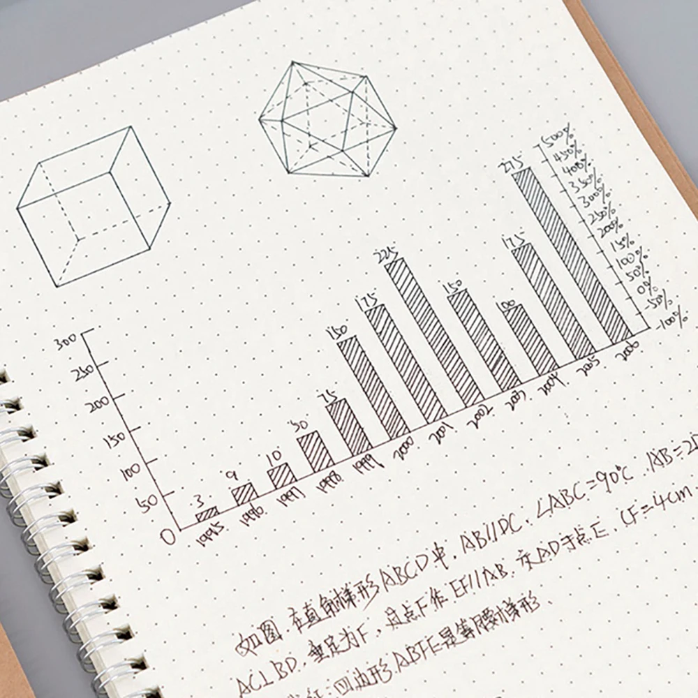 카키 커버 노트북 도트, 사각형, 눈금자, 빈, 학생 일일 쓰기 플래너, 사무실 학교 용품 문구, A4, A5, A6