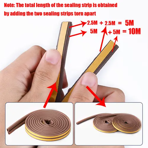 5M/10M Door Window Seal Strip DIEP Self-adhesive Acoustic Foam Sealing Strip Tape Insulation Windproof Rubber Weatherstrip - Image 5
