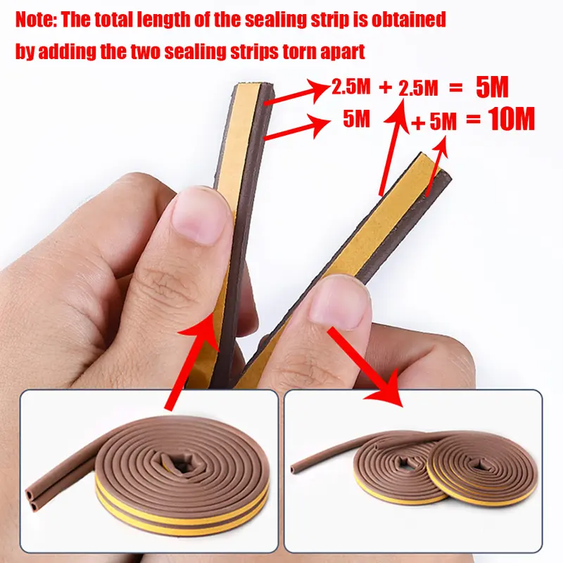 5M/10M Door Window Seal Strip DIEP Self-adhesive Acoustic Foam Sealing Strip Tape Insulation Windproof Rubber Weatherstrip - Image 5