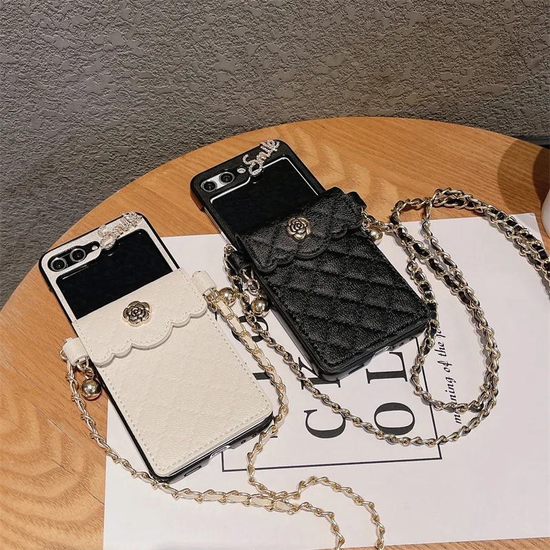 

Camellia Card Holder Phone Case for Samsung Galaxy Z Flip 3 Z Flip 4 Z Flip 5 Hard PC Back Cover for ZFlip5 Case Shell