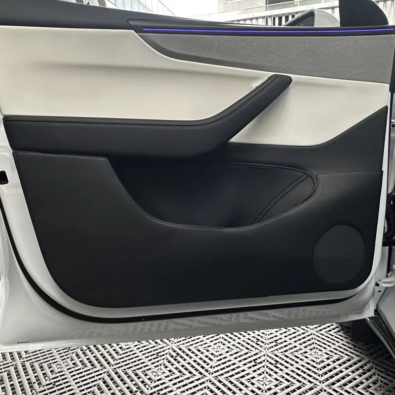 4PCS Car Door Anti Kick Pads Leather Door Panel Protective Pad Sticker Anti Dirt Mat Accessories For Tesla Model Y Juniper door sill pads door sill guards