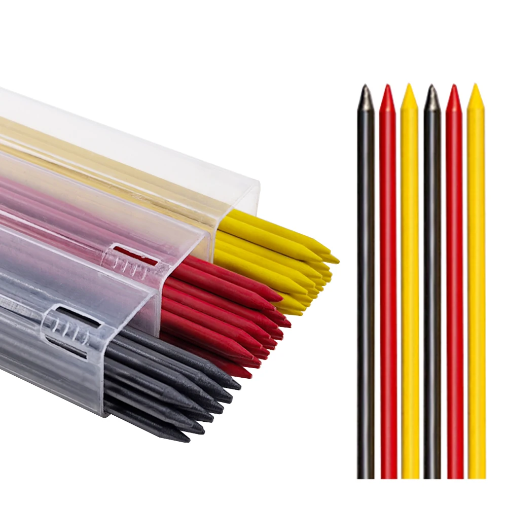 16pcs/Box Black Yellow Red 2.8mm Woodworking Automatic Pencil Replaceable Lead Mechanical Pencil Marking Architectural Accessory 2