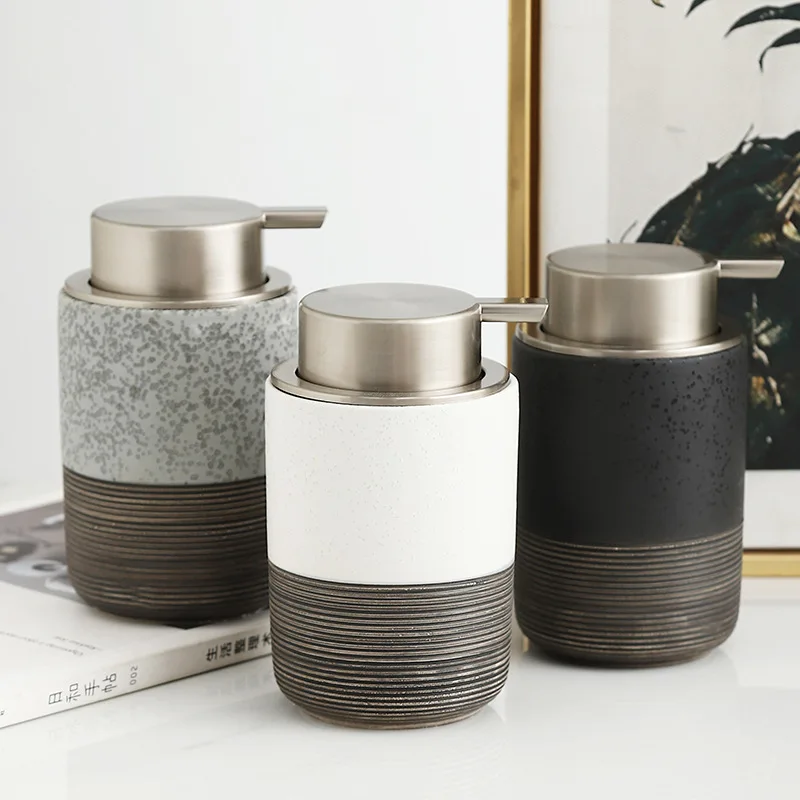 거품 비누 디펜서 세라믹 욕실 액세서리, 손 소독제 샴푸, 바디 워시 로션, 리필 펌프 병, 300ml, 1 개 