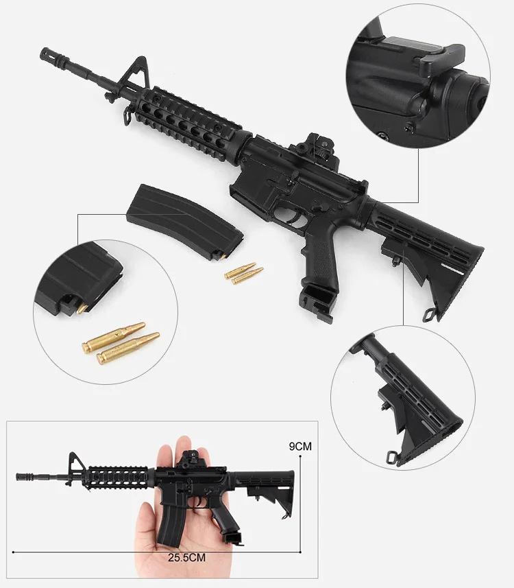 DIY 1:3 Scale Mini Alloy M4 Toy Gun Rifle Detachable Gun Model Plastic Metal Pistol Weapon Assembly for Boys Collection Gifts 4