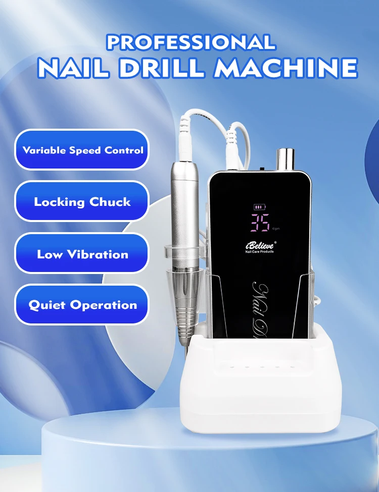 65W Rechargeable Nail Drill TP301/322 Professional 35000Rpm Low Vibration Cordless Handpiece Nail Kit with Charging Base 2