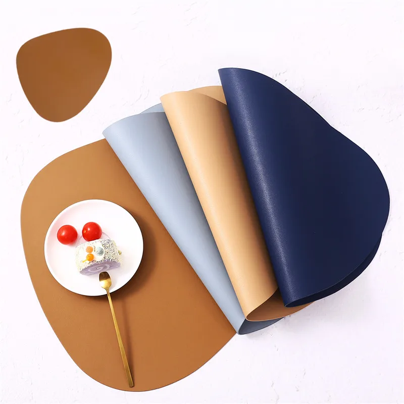 

2 4 6 sets Kitchen Placemat Tableware Mat With Bowl Coaster Heat Insulation PU Leather Easy To Clean
