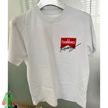 23ss Men Women CASABLANCA T-shirts Racing Signature Letter Logo Print Short Sleeve Tops Cotton Loose Couple T Shirt 2